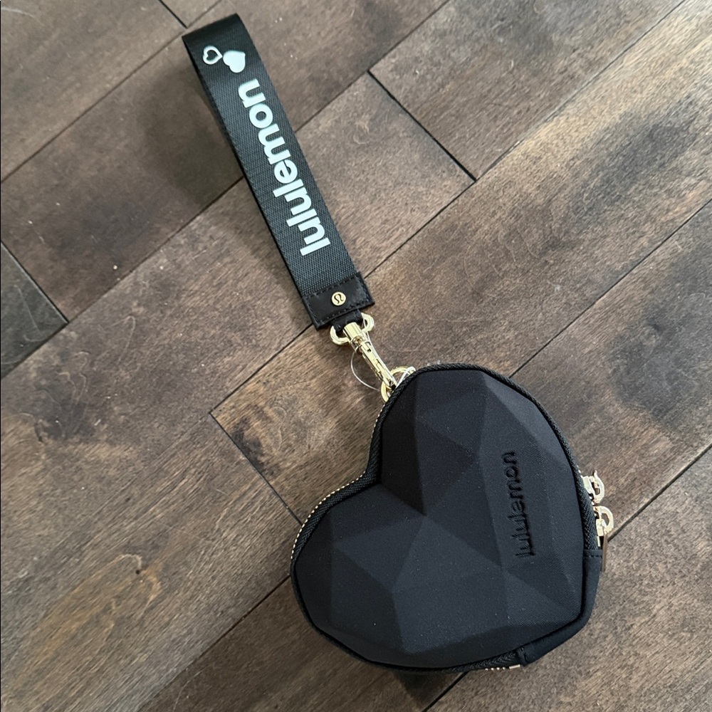 Lululemon Black Heart-Shaped Wristlet NWT